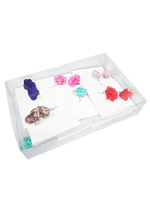 ARETE COLGANTE DE FLOR DE TELA