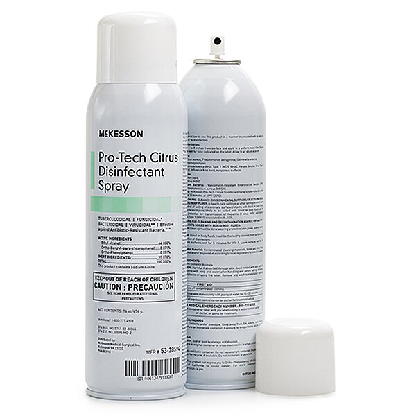 McKesson® Pro-Tech Surface Disinfectant Cleaner Alcohol Based Aerosol Spray 16 oz Citrus Scent