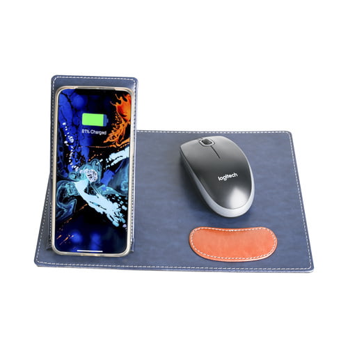 10W Navy Blue Wireless Mousepad with Mobile Stand 10W Navy Blue Wireless Mousepad with Mobile Stand