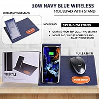 10W Navy Blue Wireless Mousepad with Mobile Stand 10W Navy Blue Wireless Mousepad with Mobile Stand