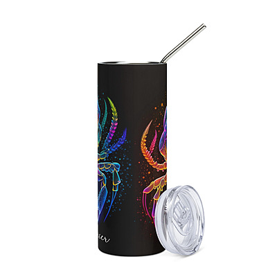 Cancer Zodiac Sign Skinny Tumbler – Vibrant Sublimated Astrology Drinkware