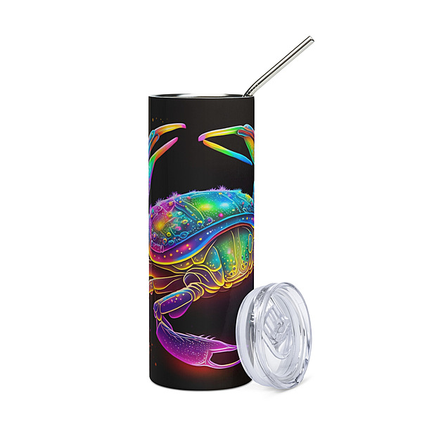 Cancer Zodiac Sign Skinny Tumbler – Vibrant Sublimated Astrology Drinkware