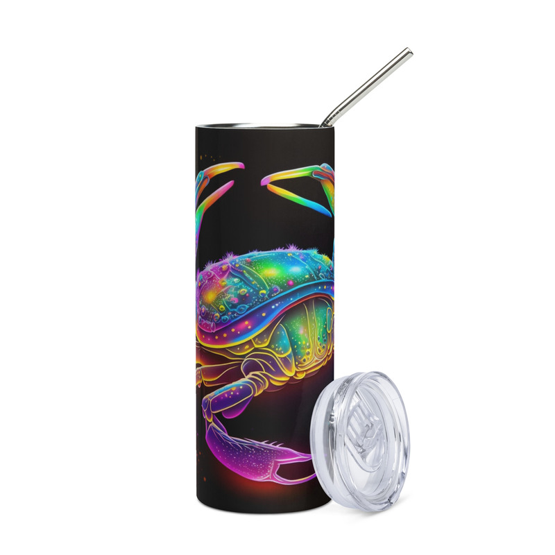 Cancer Zodiac Sign Skinny Tumbler – Vibrant Sublimated Astrology Drinkware