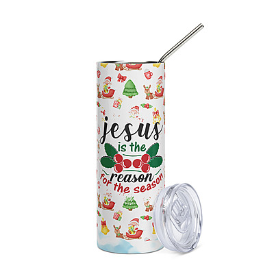 Jesus is the Reason for the Season Skinny Tumbler – Faith & Christmas Holiday Drinkware