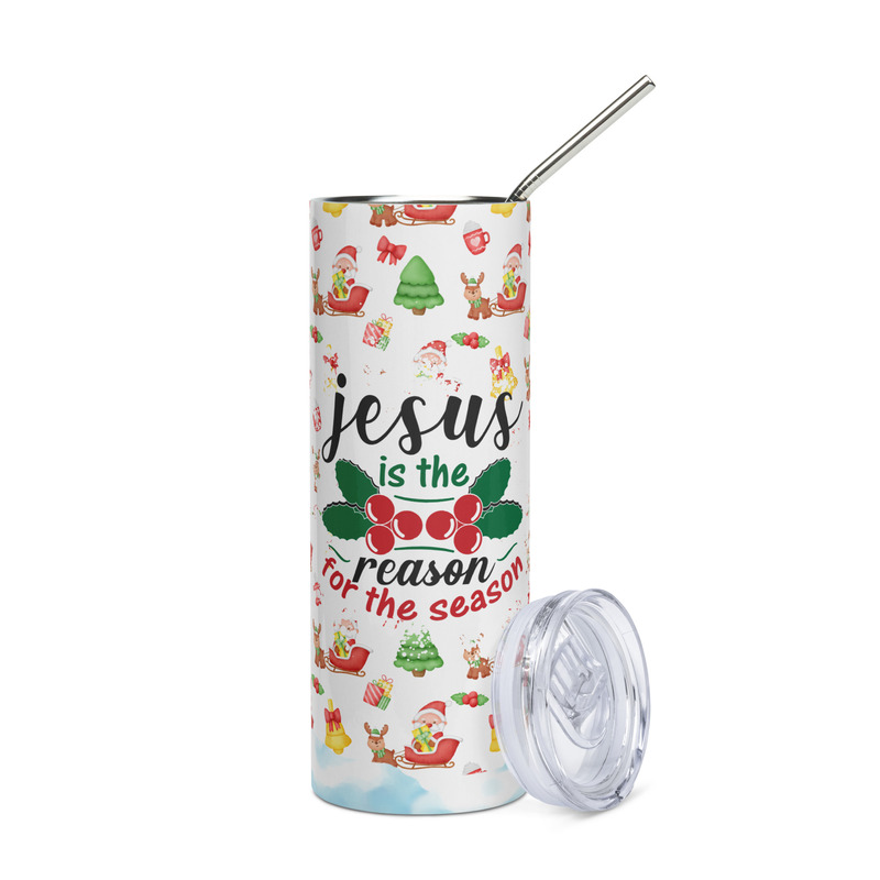 Jesus is the Reason for the Season Skinny Tumbler – Faith & Christmas Holiday Drinkware
