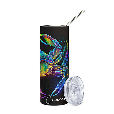Cancer Zodiac Sign Skinny Tumbler – Vibrant Sublimated Astrology Drinkware