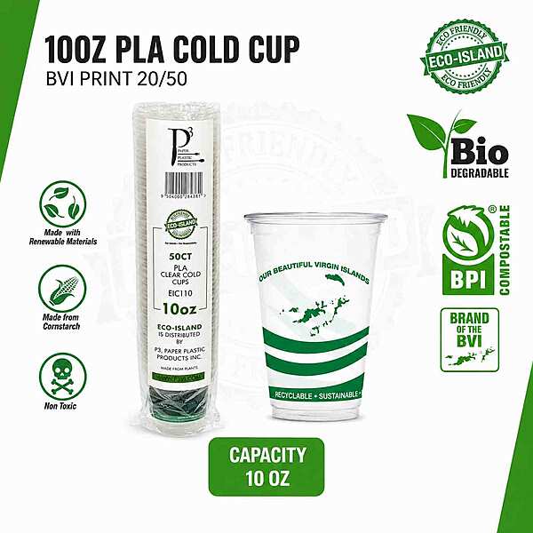 10oz Eco-Island Cold Cups BVI Print 20/50