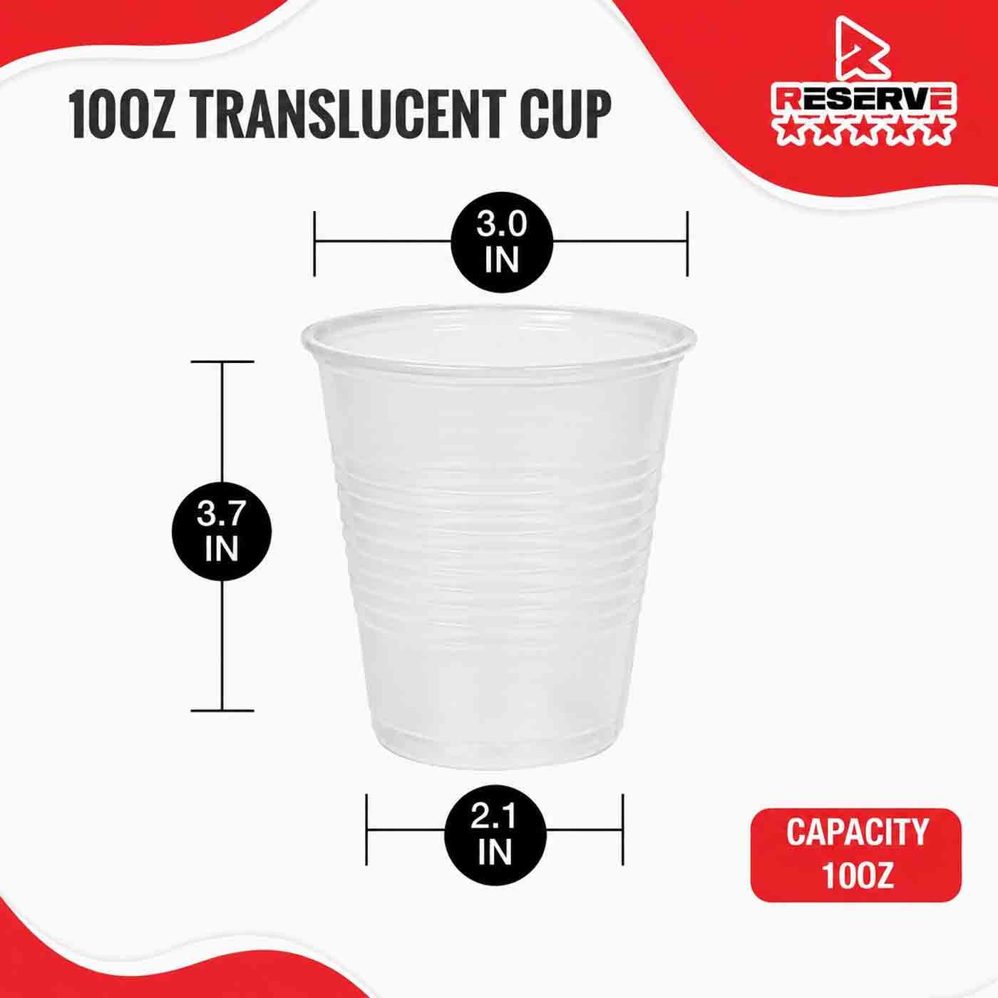 10oz P/Cups Translucent Reserve 25/100