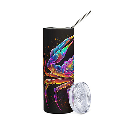 Cancer Zodiac Sign Skinny Tumbler – Vibrant Sublimated Astrology Drinkware