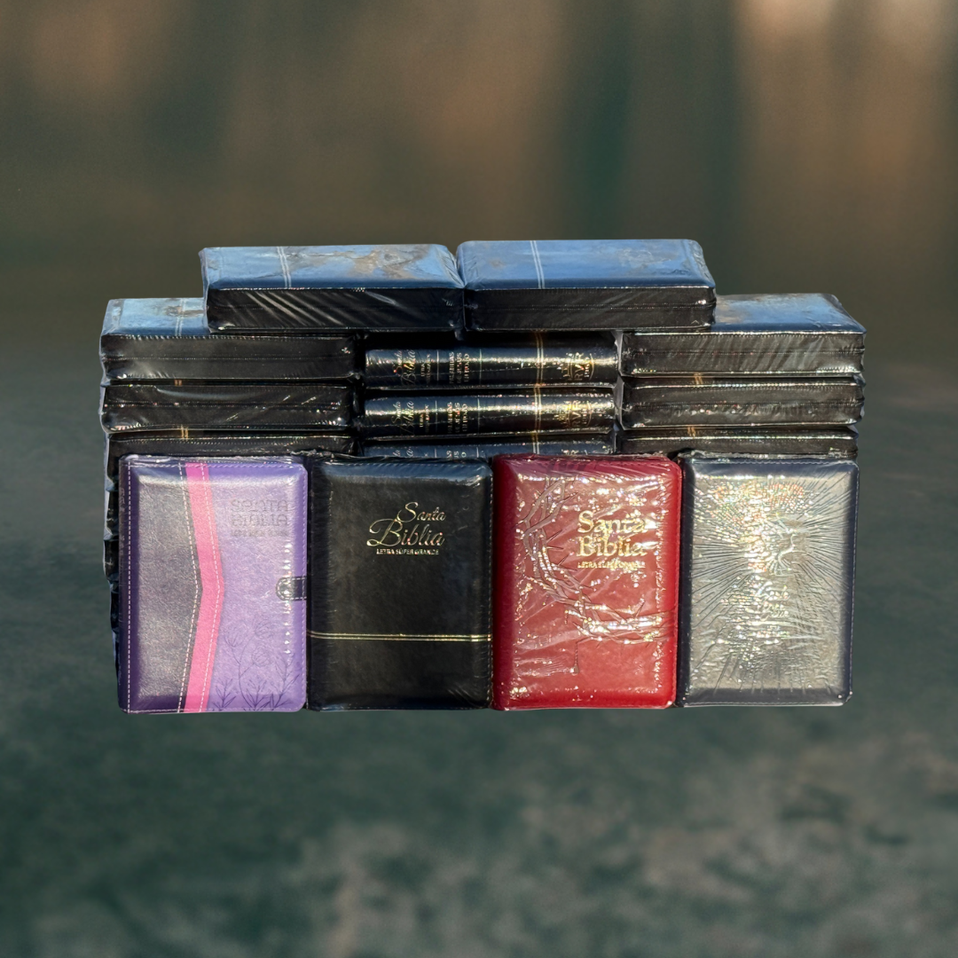 Santa Biblia Compacta Lila /  Imitación Piel /  Letra Grande - Caja de 24 unidades