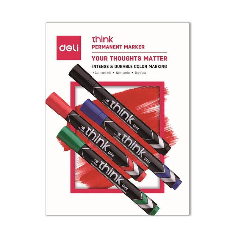 DELI U101 THINK PERM.MARKERS - PKT 4 PCS