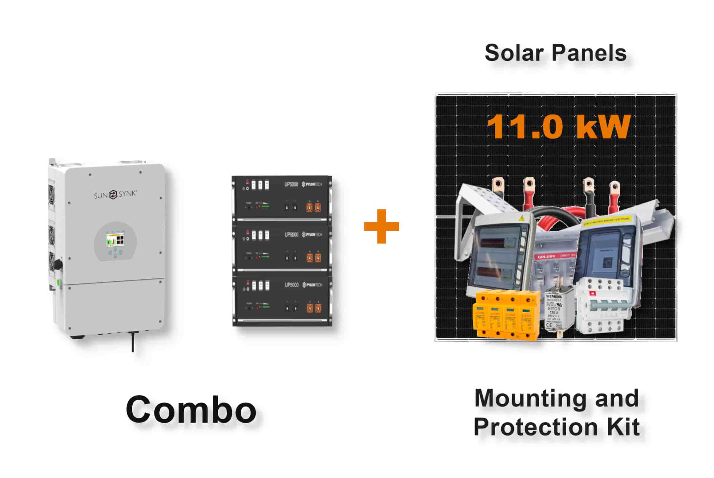 8.0 kW SUNSYNK Hybrid - PYLONTECH Combo, c/w 3x 4.8 kWh Lithium Batteries