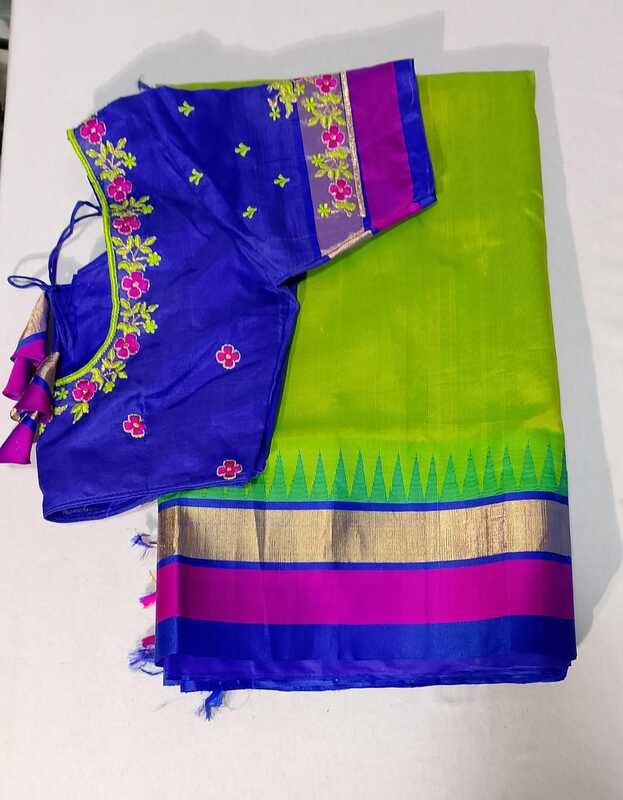 D153: Ready To Ship Beautiful Kuppadam Saree With Stitched Emboridery Blouse