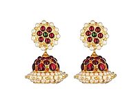 Temple Jewellery - Artififcial Kempstones Jhumkas | Jhimiki Earrings