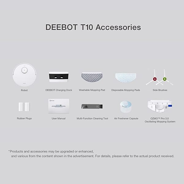 Ecovacs DEEBOT T10 Robot Vacuum Cleaner - 3000Pa, 260min Runtime‚ AI Avoidance