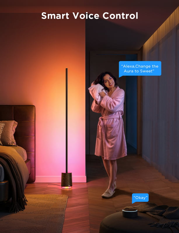 Govee Floor Lamp Pro RGBICWW Smart Floor Lamp with Speaker - 1.7m - Black