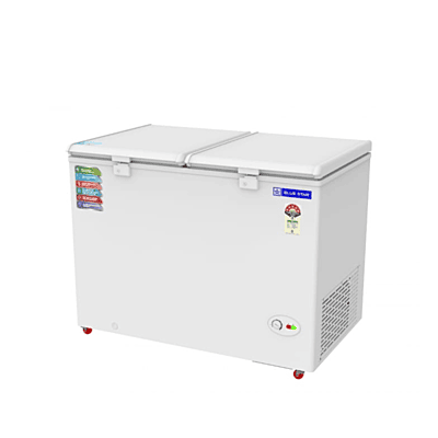 Blue Star CF5-460NEYW Chest Freezer with Lid Open Showing Interior