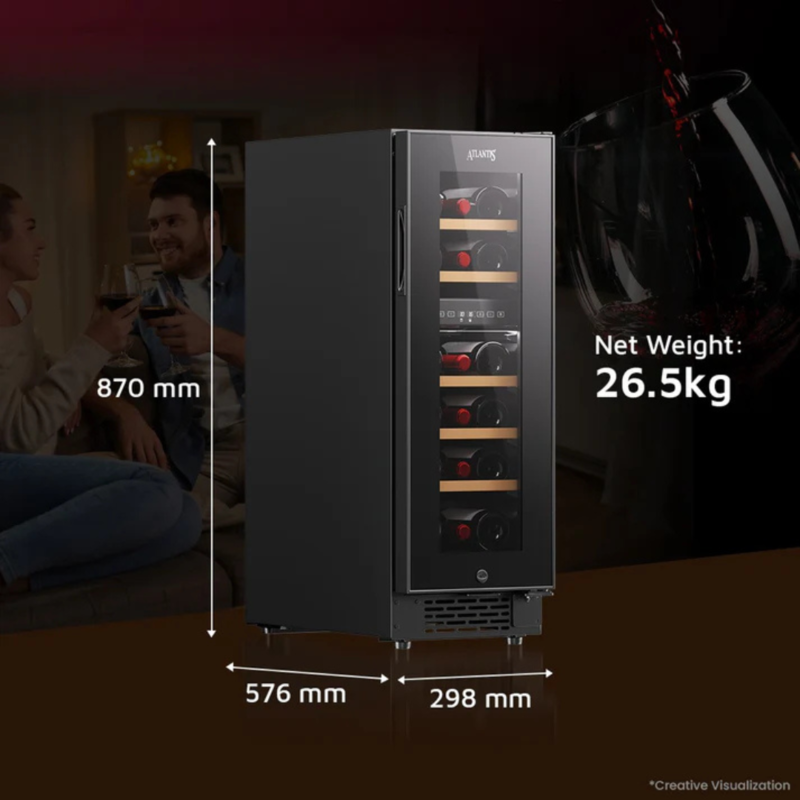Dimension of Atlantis Dual Cooling Zones Wine Cooler | 17 Wine Bottles Storage