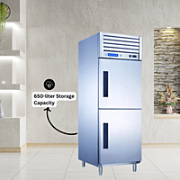 Spacious interior of a Blue Star GC Series Chiller accommodating various food items. Spacious interior of a Blue Star GC Series Chiller accommodating various food items.