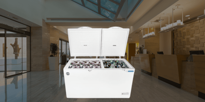 Suitable for Resort: Blue star 400 litre Dual Compartment Cooler & Freezer-CHFK400DGS