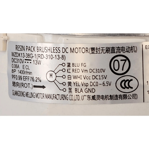 Motor Evaporador Para Minisplit Mirage 1 Ton 220V, Modelo: ZKFP-13-8-4 DC310V