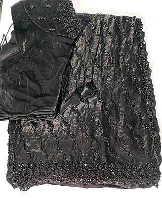 J468: Ready To Ship Beautiful Sequence Work Saree With Stitched Blouse