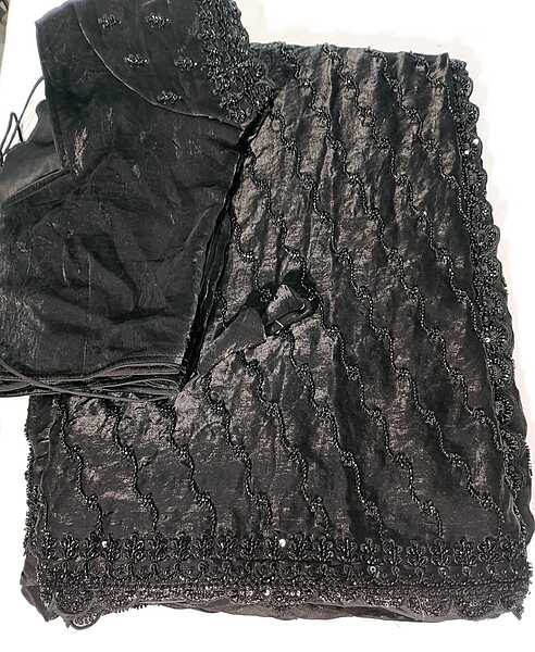 J468: Ready To Ship Beautiful Sequence Work Saree With Stitched Blouse