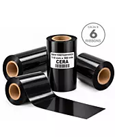 Caja de 6 ribbons de cera negros de 110 mm x 300 m para transferencia térmica