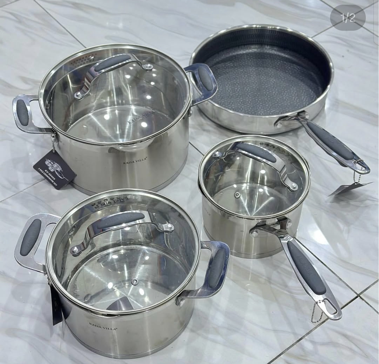 9PIECES STAINLESS STEEL POT - HEAVY DUTY KV - 30409 3POTS+1FRYPAN