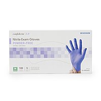 Exam Glove McKesson Confiderm® 3.0 NonSterile Nitrile Standard Cuff Length Textured Fingertips Blue Not Rated