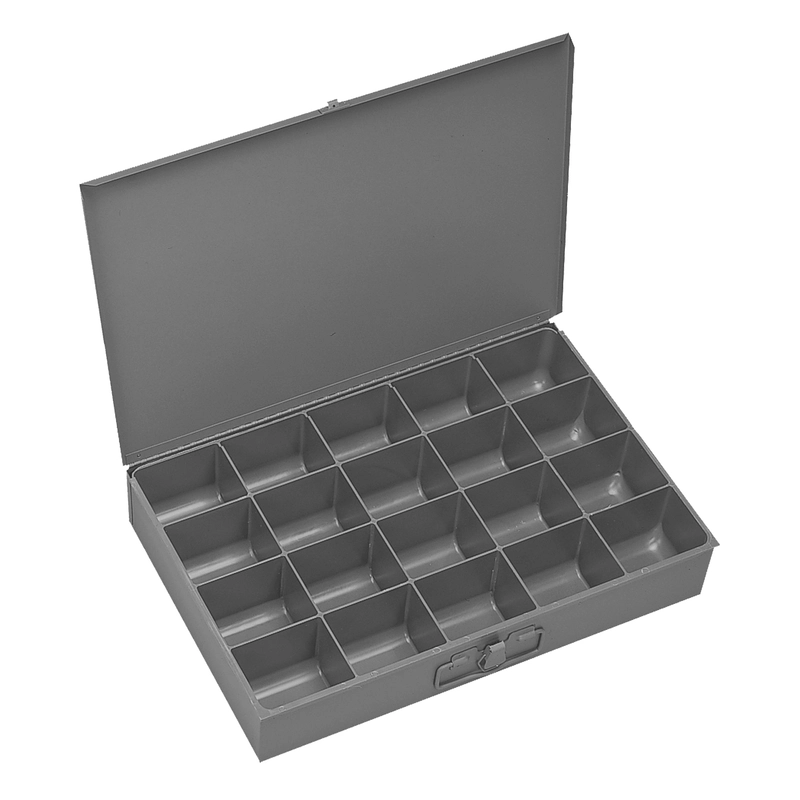 Gray Steel Large 20 Compartment Pullout Drawer 12 1/2" D x 3 1/8" H x 18 3/8" W
