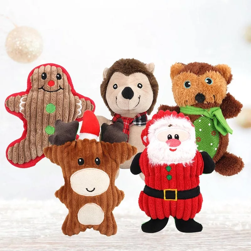 Christmas Plush Dog Toy – Festive Squeaky Character Collection