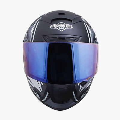 STEELBIRD SA-2 VILLAIN GLOSSY BLACK/GREY C/V (L) + EXTRA CHROME VISOR