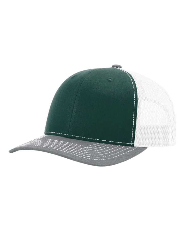 Richardson 112 Trucker Hat Dark Green/White/Heather Grey Richardson 112 Trucker Hat Dark Green/White/Heather Grey