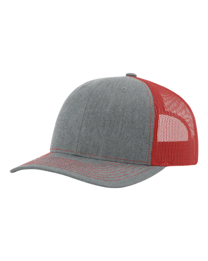 Richardson 112 Trucker Hat Heather Grey/Red Richardson 112 Trucker Hat Heather Grey/Red
