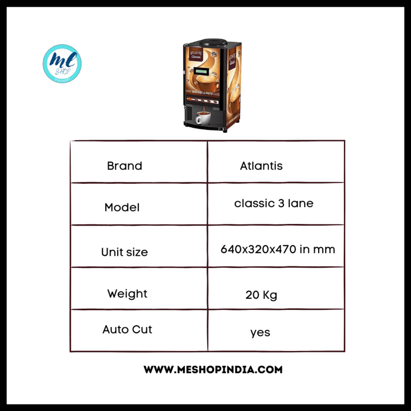 Atlantis Classic 3 lane Tea and Coffee vending machine