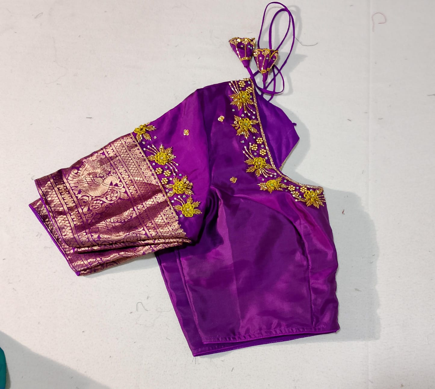 N534: Ready To Ship Beautiful Pure Kanchipattu Saree With Stitched Maggam Work Blouse