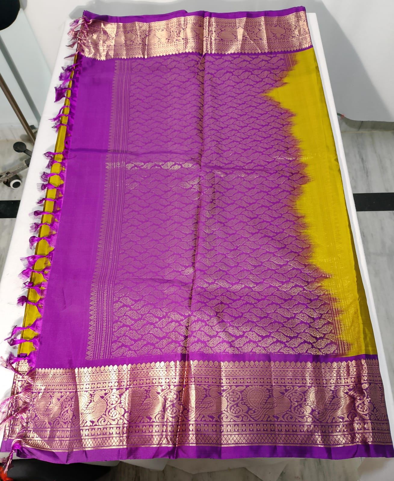 N534: Ready To Ship Beautiful Pure Kanchipattu Saree With Stitched Maggam Work Blouse