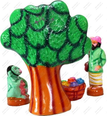 UNIKK The Monkey and The Cap Seller 27 cm Height of 4 Pieces Made of Paper Mache Multicolor UNIKK The Monkey and The Cap Seller 27 cm Height of 4 Pieces Made of Paper Mache Multicolor