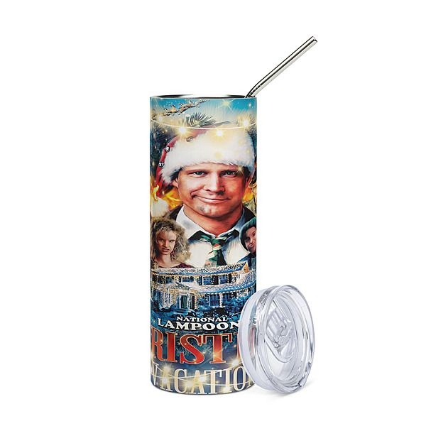 Christmas Vacation Movie Poster Skinny Tumbler – Classic Holiday Film Drinkware