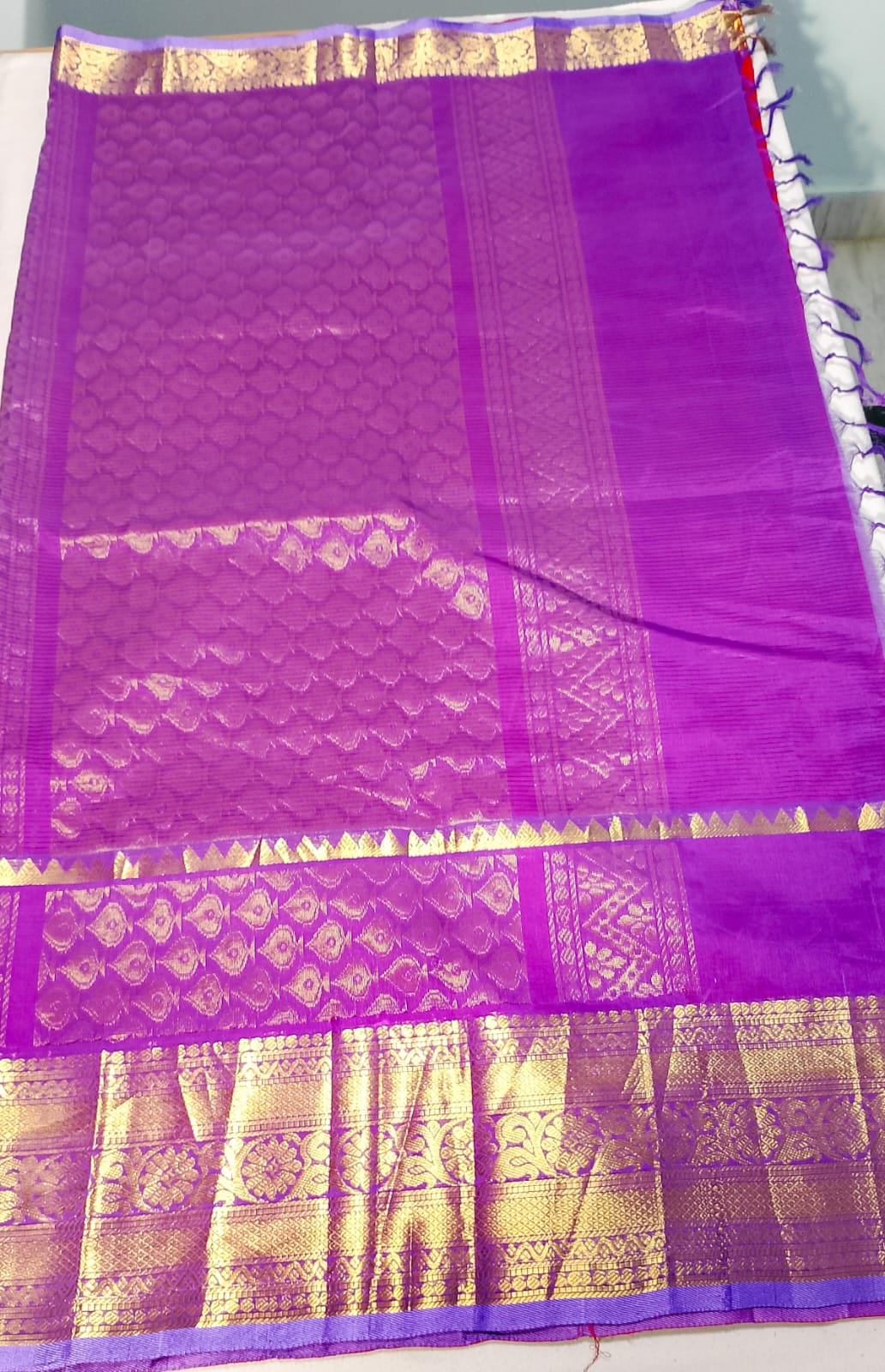 N595: Ready To Ship Beautiful Mangalagiri Saree With Stitched Embroidery Work Blouse