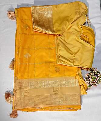 J187: Ready To Ship Beautiful Soft Silk Saree With Stitched Blouse