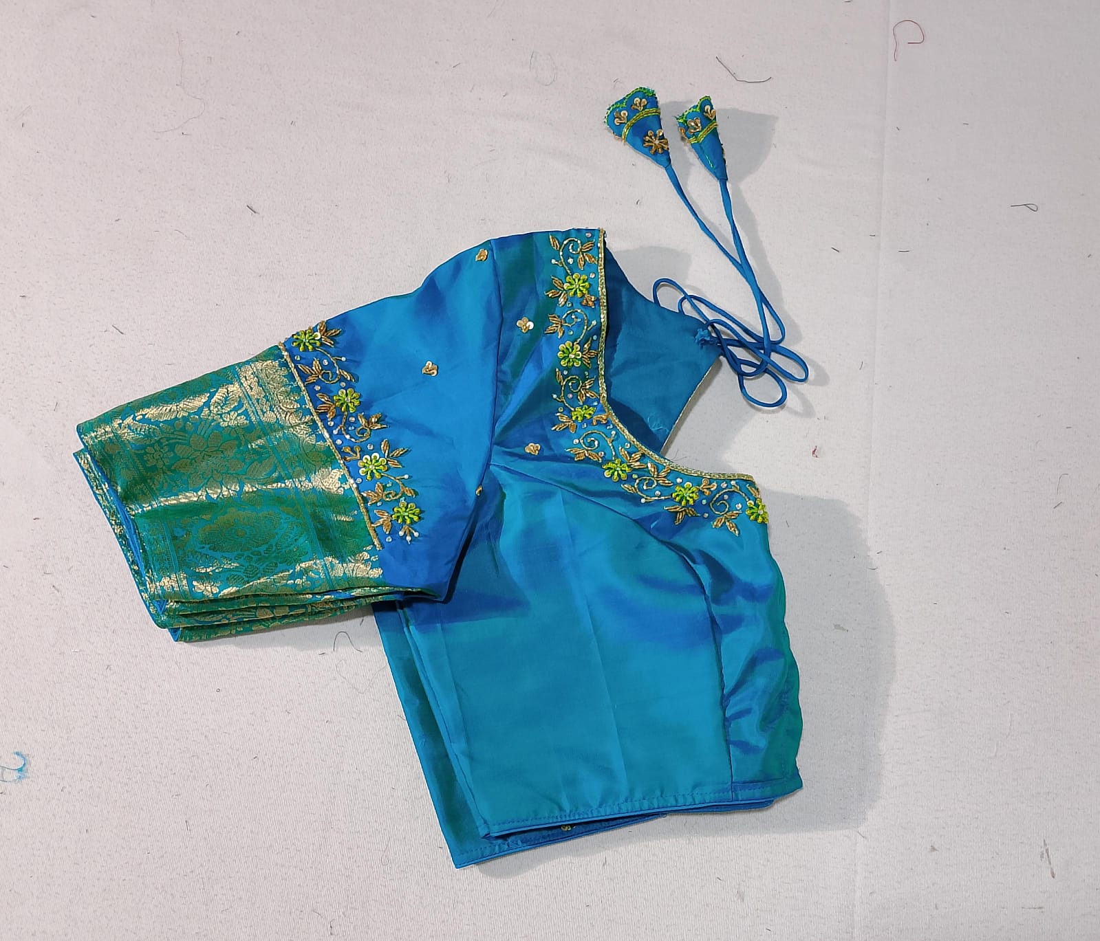N535: Ready To Ship Beautiful Pure Kanchipattu Saree With Stitched Maggam Work Blouse