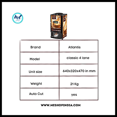 Atlantis Classic 4 lane Tea and Coffee vending machine