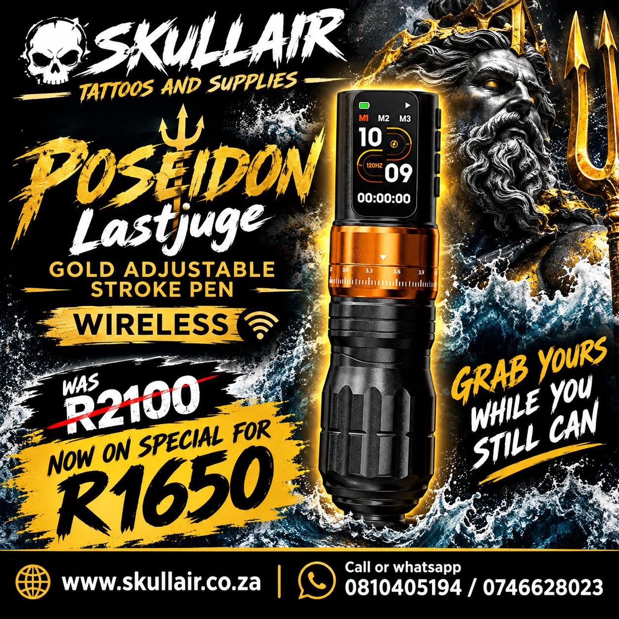 POSEIDON Lastjuge Gold adjustble stroke Pen Wireless POSEIDON Lastjuge Gold adjustble stroke Pen Wireless