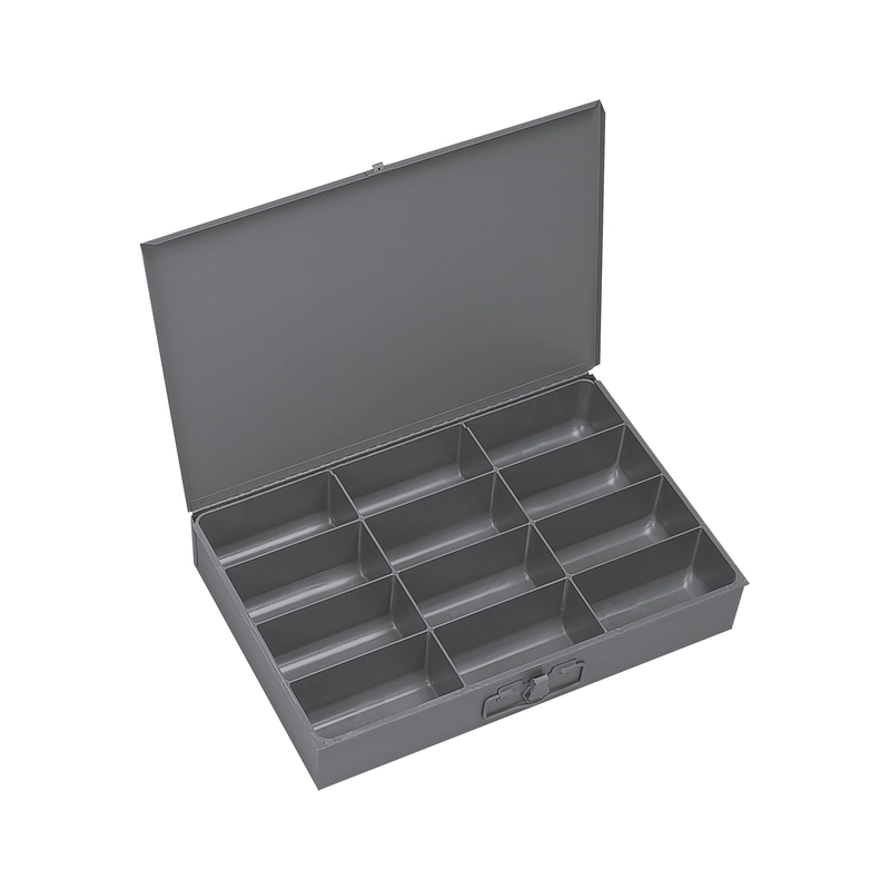 Gray Steel Large 12 Compartment Pullout Drawer 12 1/2" D x 3 1/8" H x 18 3/8" W