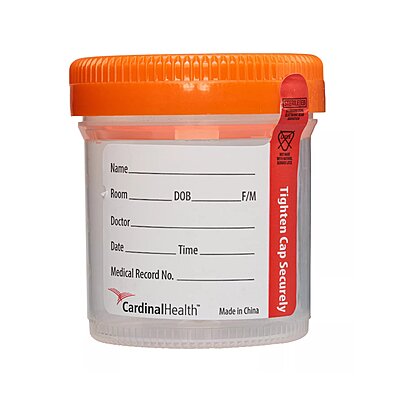 Cardinal Sterile Urine Specimen Container 90 mL, Orange Screw Cap