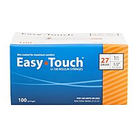EasyTouch™ Standard Insulin Syringe with Needle 1 mL 27 Gauge 1/2″ Non-Safety