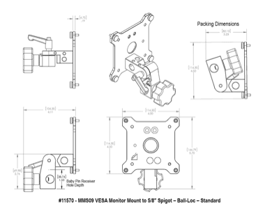 Upgrade Innovations MMS09 VESA Monitor Mount to 5/8″ Spigot – Ball-Loc - Standard