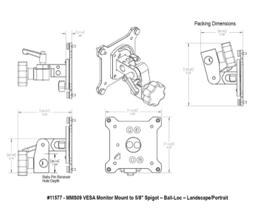 Upgrade Innovations MMS09 VESA Monitor Mount to 5/8″ Spigot – Ball-Loc - L/P